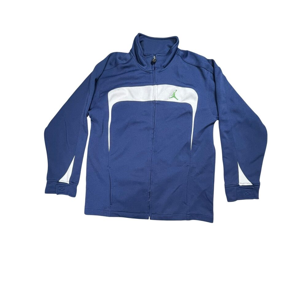 Air Jordan Track Jacket Blue White Full Zip Athletic Mens Medium